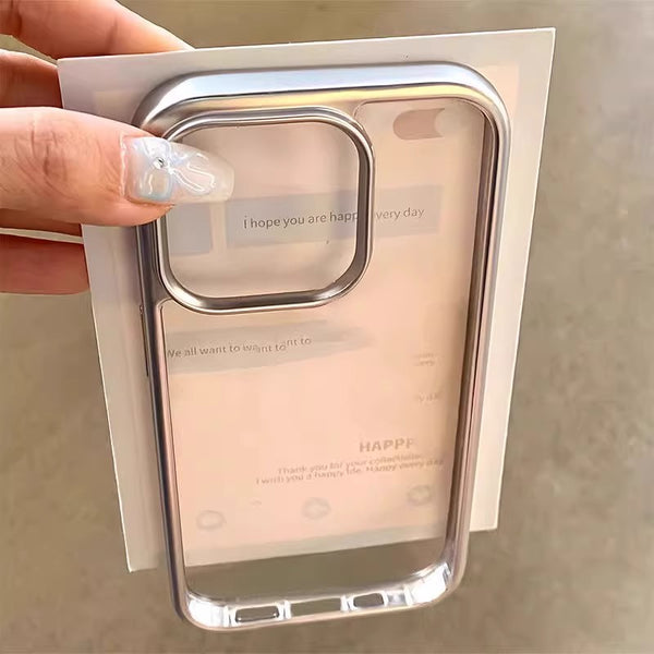 High-grade electroplating simple transparent suitable for iPhone16/15promax mobile phone case 14 super anti-fall Apple 13pro/12 new 11 soft 7/8plus all-inclusive xr anti-fall protective cover