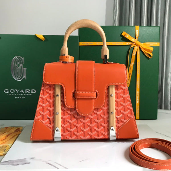 SAÏGON PM BAG 28 IN RED ORANGE GOYARDINE CANVAS AND CALFSKIN