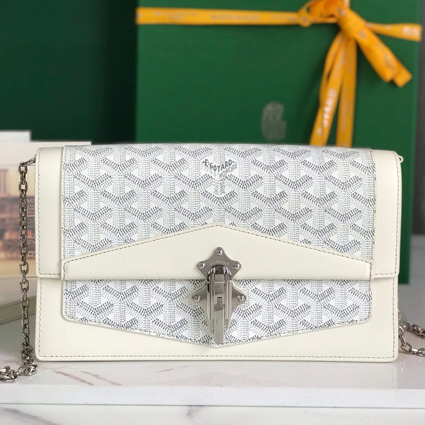 DUCHESSE MARIE-CAROLINE BAG 25 IN WHITE GOYARDINE CANVAS AND SMOOTH CALFSKIN