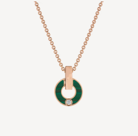 ˇFashion StreetˇGARI NECKLACE PINK GOLD MALACHITE